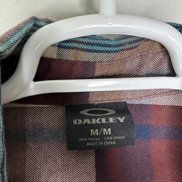 Oakley Flannel Shirt Mens Medium Plaid Long Sleeve Button Up Autumn Shacket Fall - Picture 5 of 9